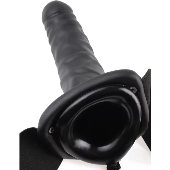 Pipedream Fetish Strap-On 8 - opzetbare, holle vibrator (zwart)