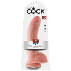   King Cock 9 - dildo met ballen en zuignap - 23cm - huidskleur