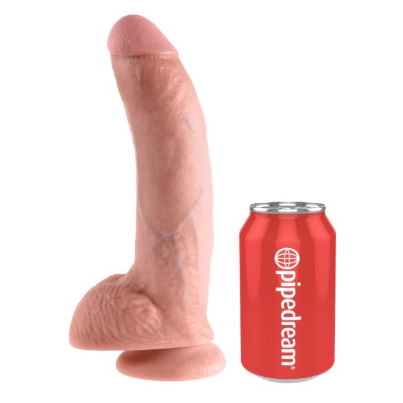 King Cock 9 - grote dildo met zuignap en ballen (23cm) - natuurkleur
