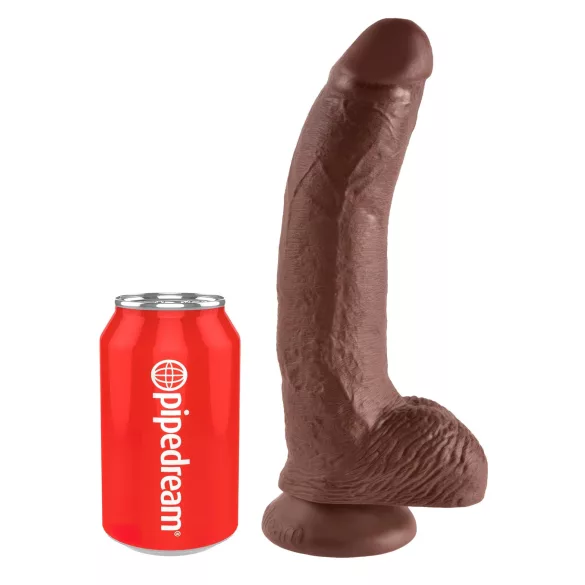 King Cock 9 - dildo met zuignap en ballen - bruin 23cm