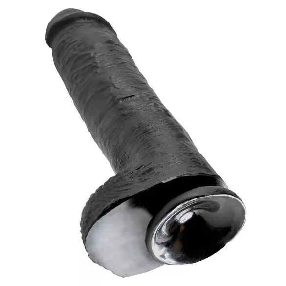 King Cock 11 - dildo met balzak en zuignap - zwart - 28 cm