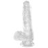 King Cock Clear 6 - zuignap, kleine dildo met ballen (15cm)