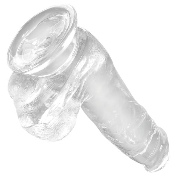 King Cock Clear 6 - zuignap, kleine dildo met ballen (15cm)