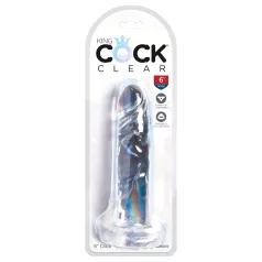King Cock - dildo met zuignap - transparant - 15 cm