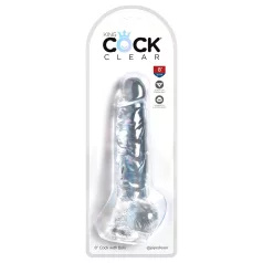   King Cock Clear 8 - dildo met zuignap en ballen - transparant 20cm