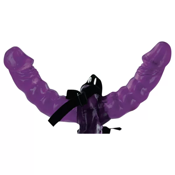 Fetish - strap-on dubbele dildo met harnas - zwart