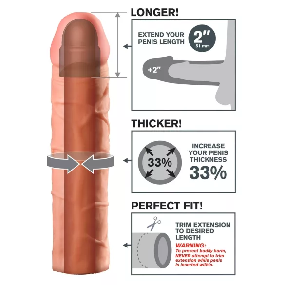 Pipedream - X-TENSION Perfect 2 - realistische penishuls (20,3 cm, huidskleur)