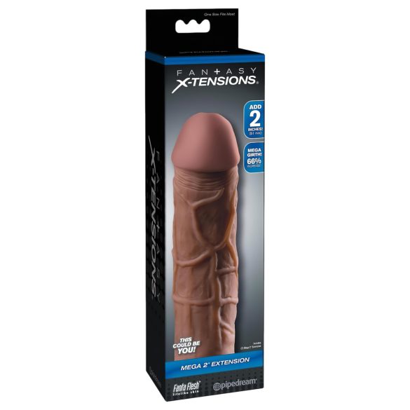 X-TENSION Mega 2 - Realistische Penismantel (20,3cm) - Donker Naturel