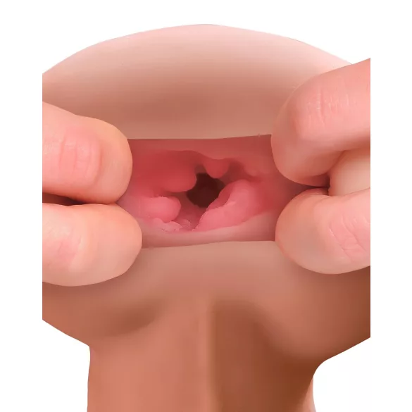 PDX Reach Around - 2-in-1 masturbator en penismof - natuurkleur