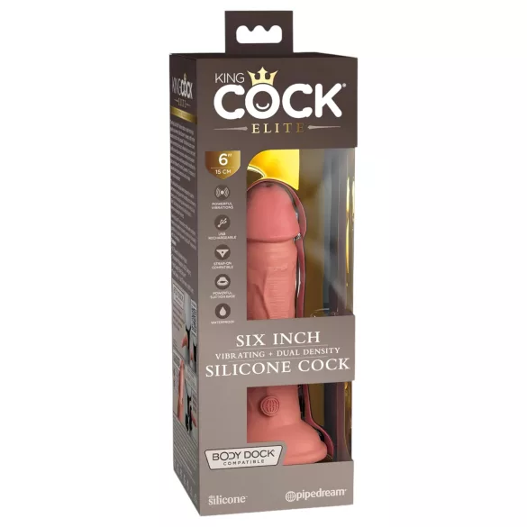 King Cock Elite 6 - vibrator met zuignap (15 cm) - huidskleur