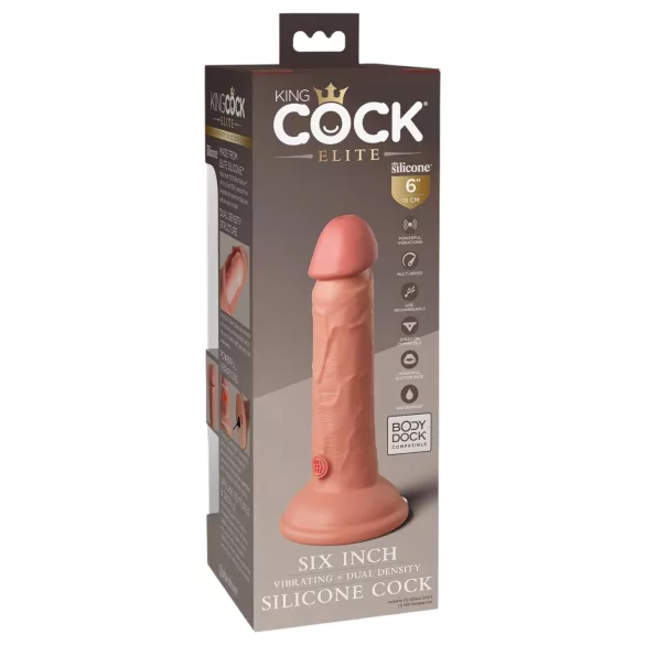 King Cock Elite 6 - vibrator met zuignap (15 cm) - huidskleur