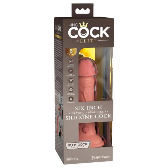King Cock Elite - realistische vibrator - 15cm - donker huidskleur