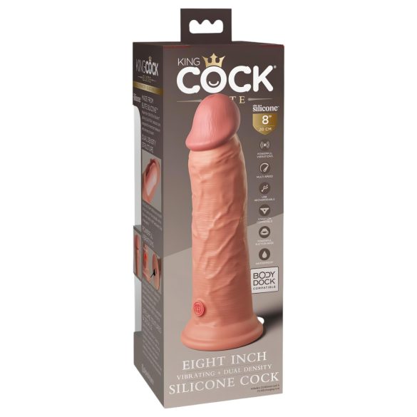 King Cock Elite 8 - dildo met zuignap en vibrator - 20 cm - huidskleur