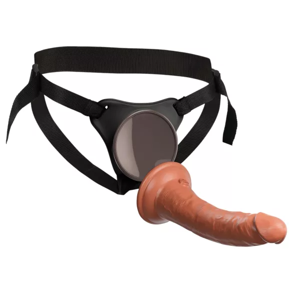 King Cock Elite Comfy - strap-on dildo met harnas - donker huidskleur