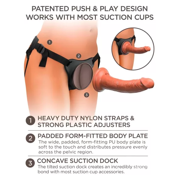 King Cock Elite Comfy - strap-on dildo met harnas - donker huidskleur