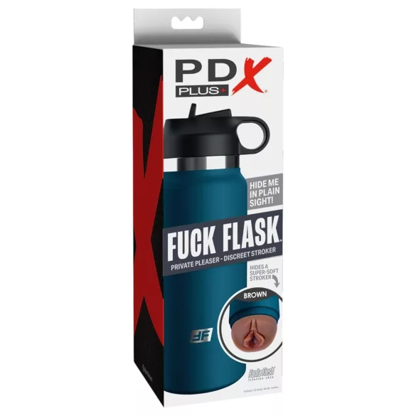 Fuck Flask Private Pleaser - kunstvagina in fles - blauw/bruin