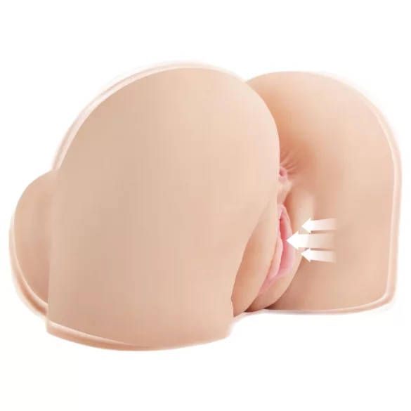 PDX Elite - zuigende, vibrerende 2-in-1 masturbator (natuur)