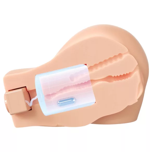 PDX Elite - zuigende, vibrerende 2-in-1 masturbator (natuur)