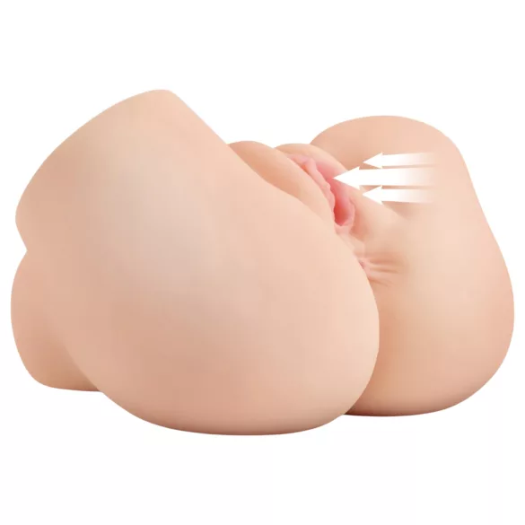 PDX Elite - zuigende, vibrerende 2-in-1 masturbator (natuur)