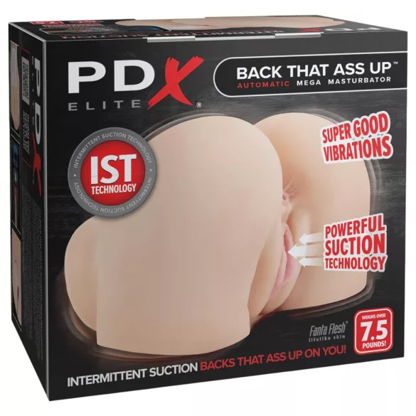 PDX Elite - zuigende, vibrerende 2-in-1 masturbator (natuur)
