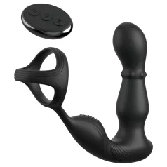   Anal Fantasy Ass-Gasm - anale vibrator met draaiende kop en penisring - zwart