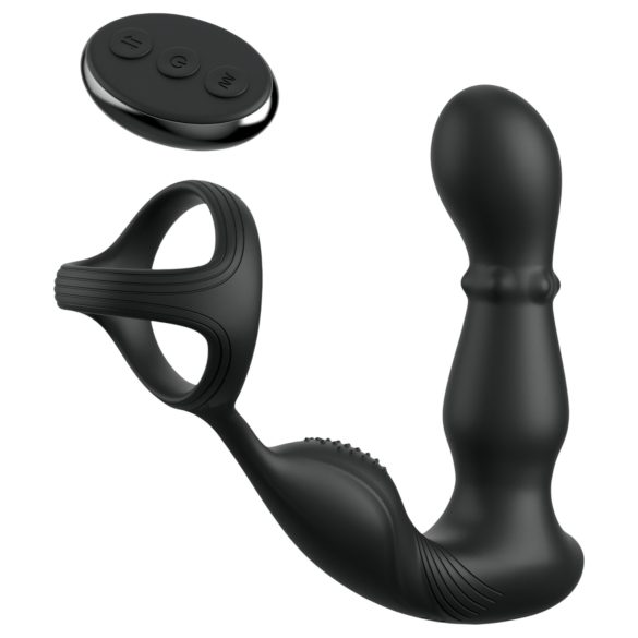 Anal Fantasy Ass-Gasm - anale vibrator met draaiende kop en penisring - zwart