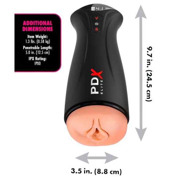PDX Elite - automatische masturbator met zuig- en trilfunctie - zwart