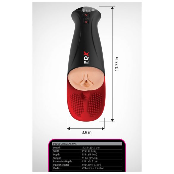 PDX Elite - automatische masturbator met zuigfunctie en vibratie - zwart - XL