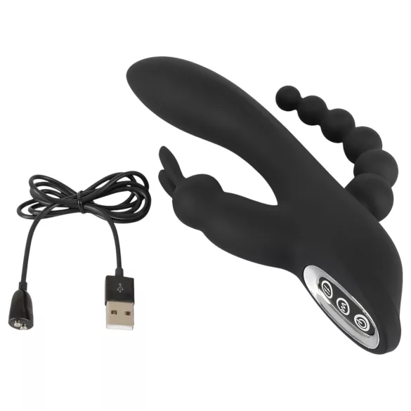 SMILE Triple - vibrator met 3 armen - oplaadbaar en waterdicht - zwart