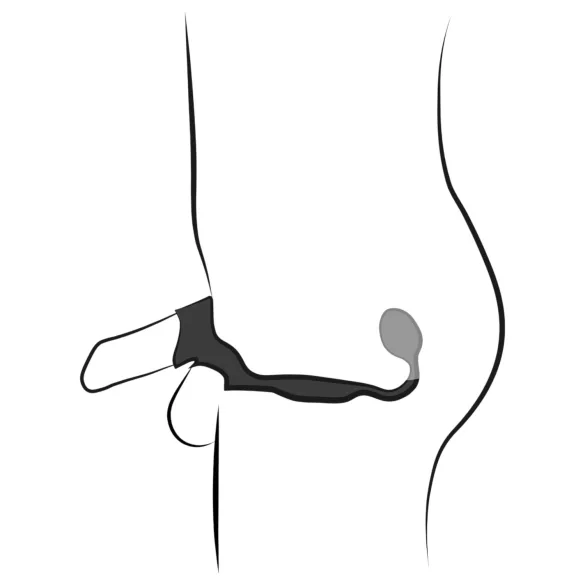 Rebel - penis- en balzakring met anale vibrator - zwart