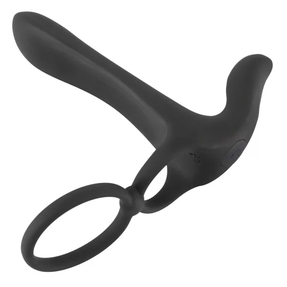 Black Velvets - vibrator en penisring 2-in-1 oplaadbaar - zwart
