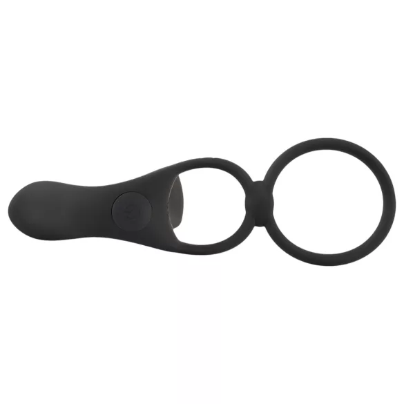 Black Velvets - vibrator en penisring 2-in-1 oplaadbaar - zwart