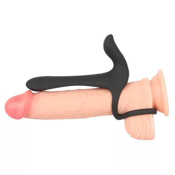 Black Velvets - vibrator en penisring 2-in-1 oplaadbaar - zwart