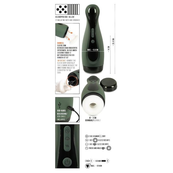 Rebel - masturbator met zuig- en trilfunctie - oplaadbaar