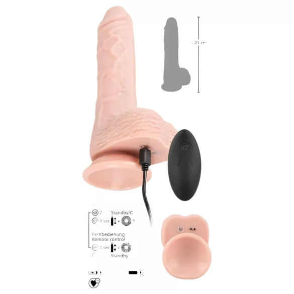 Medical RC - vibrator met stoot- en rotatiefunctie - huidkleur