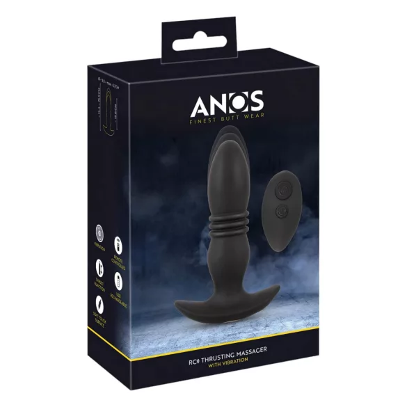 ANOS - anale vibrator met afstandsbediening - duwfunctie - zwart