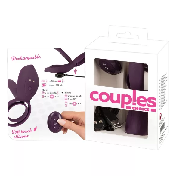Couples Choice - vibrerende penismantel voor koppels - oplaadbaar - paars