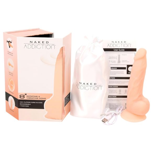 Naked Addiction - roterende vibrator - realistisch - 20cm - huidkleurig