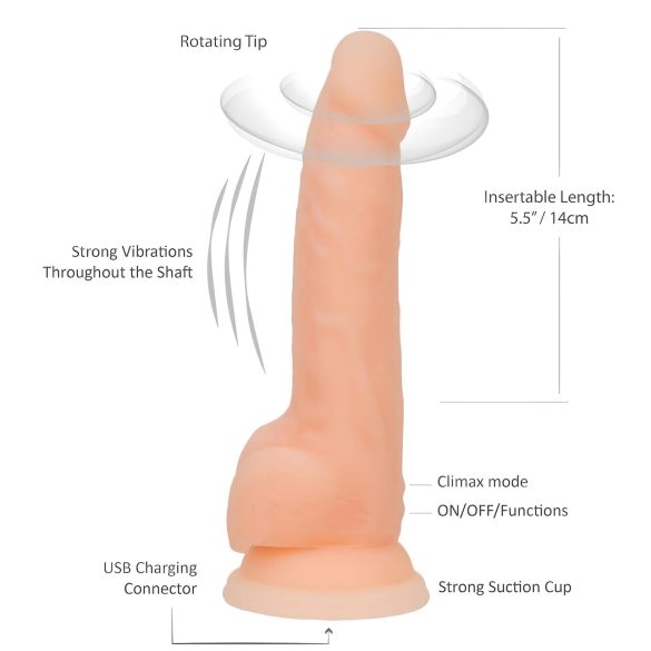 Naked Addiction - roterende vibrator - realistisch - 20cm - huidkleurig