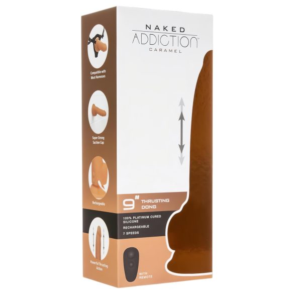 Naked Addiction Thrusting 9 - stoot vibrator - zwart - 23cm