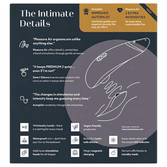 Womanizer Premium 2 - luchtdruk clitorisstimulator (zwart)