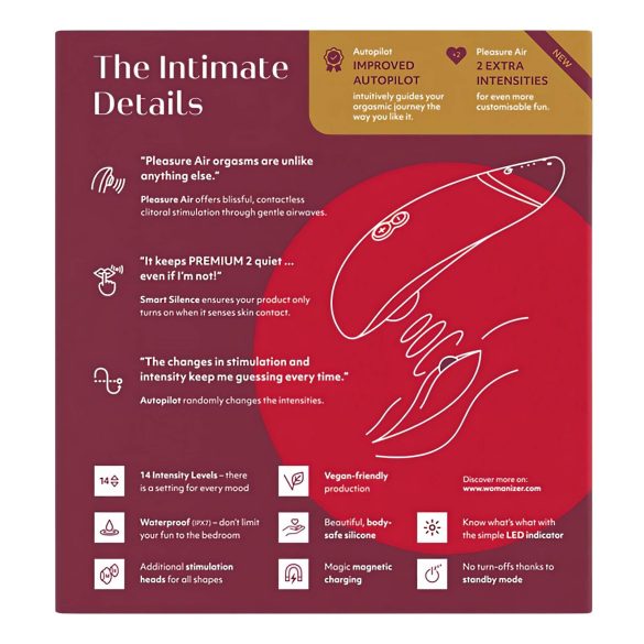 Womanizer Premium 2 - luchtdrukclitorisstimulator (rood)