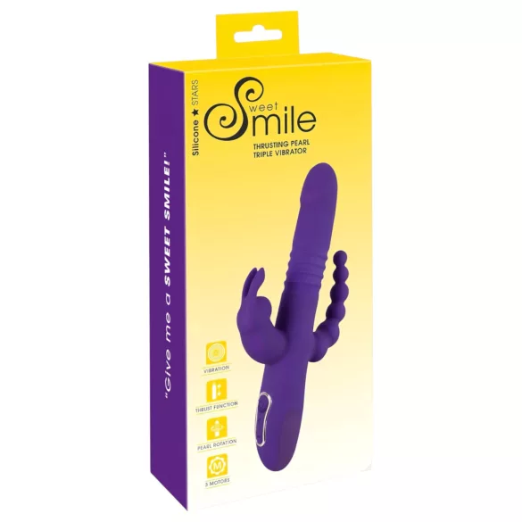 SMILE Triple - vibrator met drie armen - roterend, stotend - oplaadbaar - paars