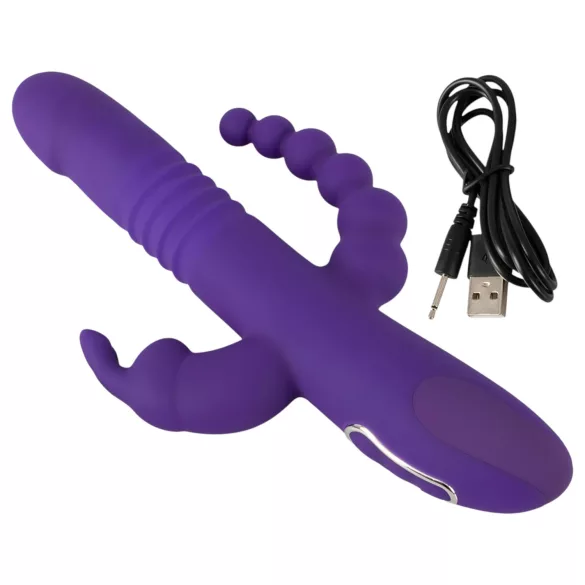 SMILE Triple - vibrator met drie armen - roterend, stotend - oplaadbaar - paars