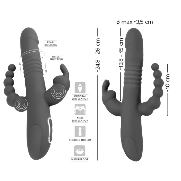 SMILE Triple - vibrator met drie armen - roterend, stotend - oplaadbaar - paars