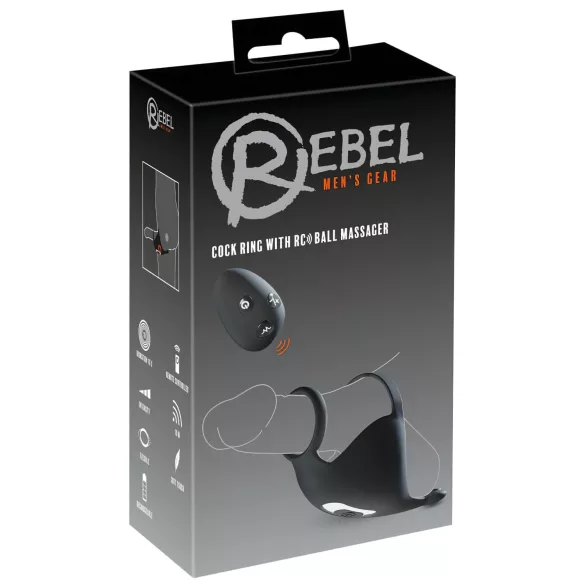 Rebel - vibrerende penisring met balstimulator - oplaadbaar - zwart