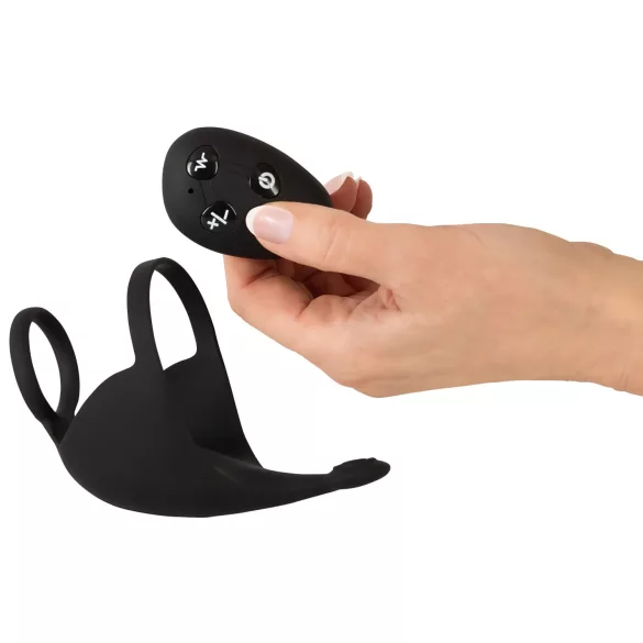 Rebel - vibrerende penisring met balstimulator - oplaadbaar - zwart