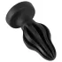 ANOS - geribbelde zachte buttplug - 7 cm (zwart)