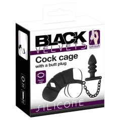 Black Velvets - siliconen peniskooi met buttplug (zwart)