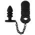 Black Velvets - siliconen peniskooi met buttplug - zwart